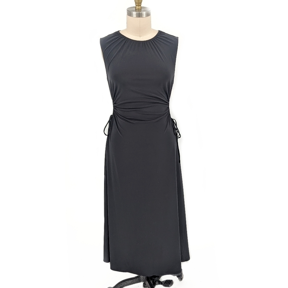 Open Edit Cut Out Waist Jersey Knit Midi Dress Black L punk gothic minimalist